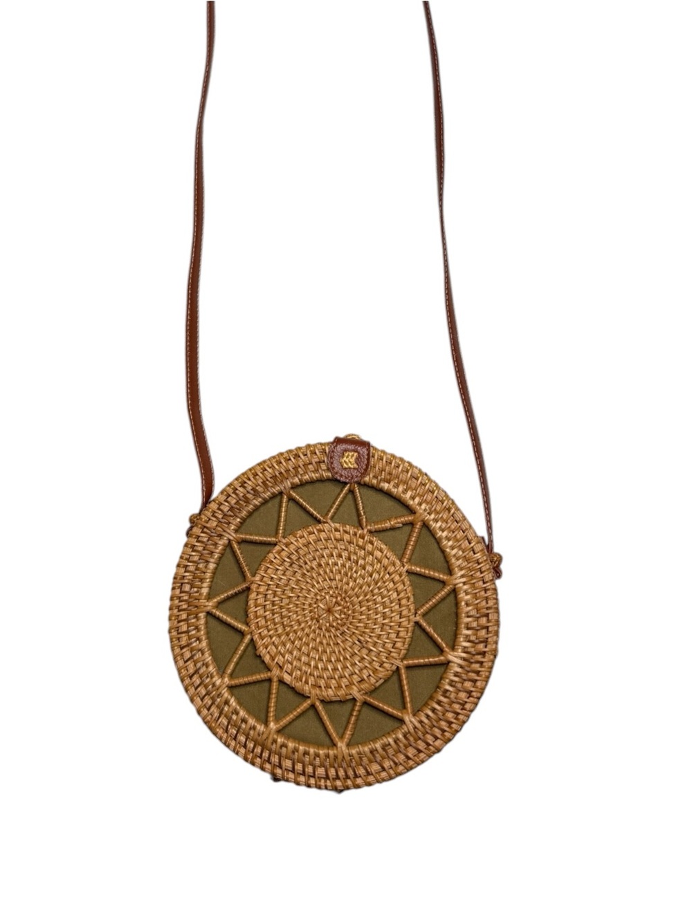 Woven Rattan Round Crossbody Bag White Natural Basket Weave Circle Purse Small